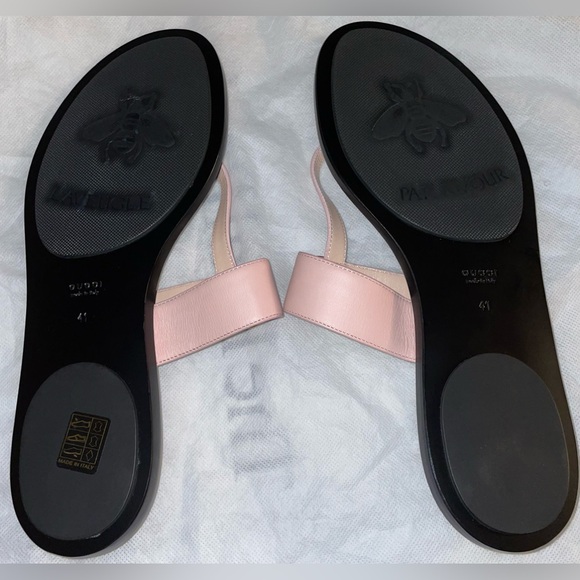 GUCCI MARMONT LEATHER THONG PERFECT PINK ANTIQUE GOLD GG SANDAL FLATS SIZE 11 41 - Picture 11 of 15